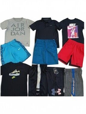 NIKE & UNDER ARMOUR BOYS SIZE MEDIUM TOPS & SHORTS CLOTHING BUNDLE NEW!
